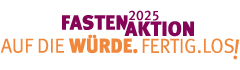 Logo Fastenaktion 2025 - Auf die Würde. Fertig. Los!